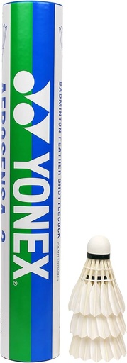 YONEX Aerosensa 2 Feather Badminton Shuttlecocks (White, Medium Speed ) | Real Goose Feathers | Solid Cork | Pack Of 12